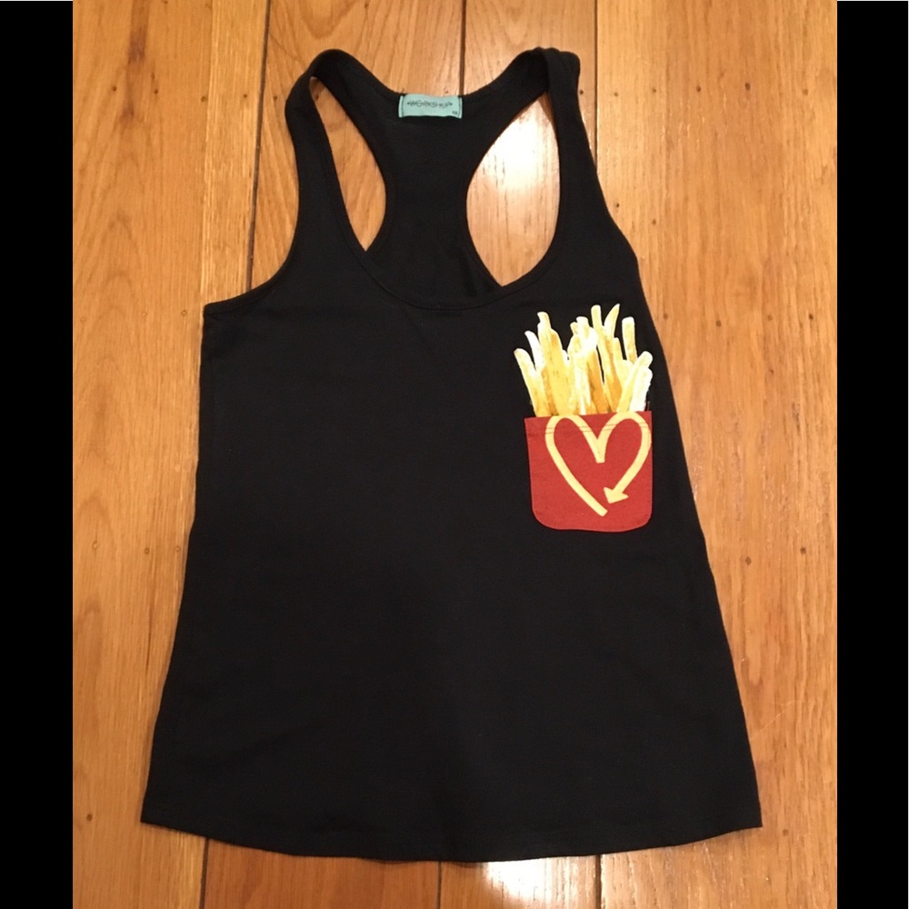 NWOT Black Racerback French Fries Tank Top